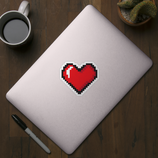 Pixel Heart Sticker - retro 8 bit game style by mrsupicku